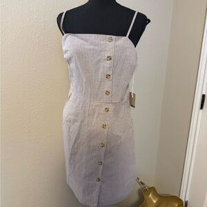 Active USA Beige Striped Mini Dress